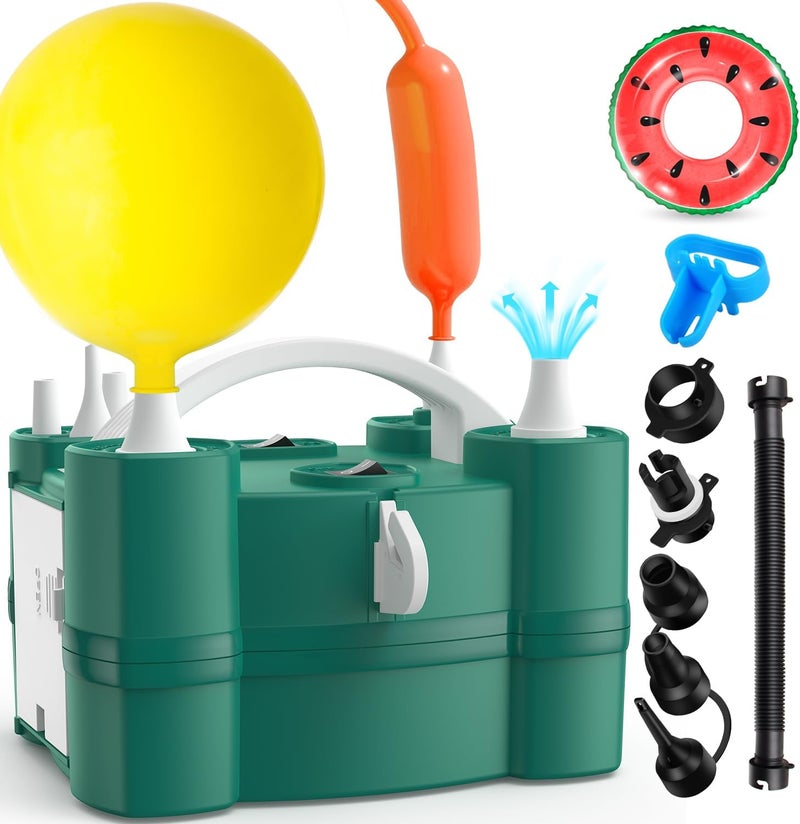 LooLaa Balloon Pump 3-in-1 Electric Air Pump for All Balloons& Inflatables, Triple Inflating Ports for Latex 260q Foil Mylar Balloon Inflation, Quick-Fill Inflator Deflator for Pool Floats Air Beds - Image 1